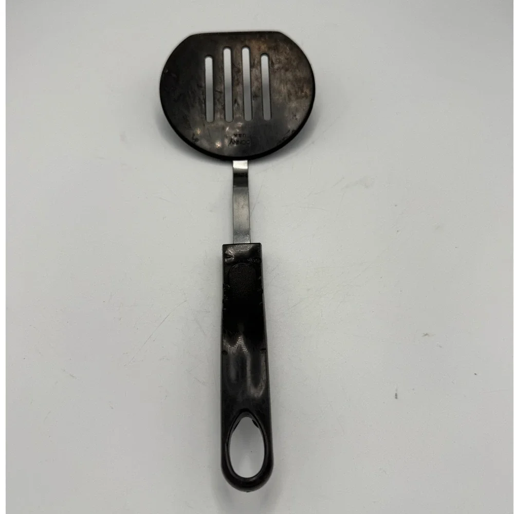Vintage Bonny USA Slotted Spatula Turner Black Nylon Stainless Steel 11.5 Inch
